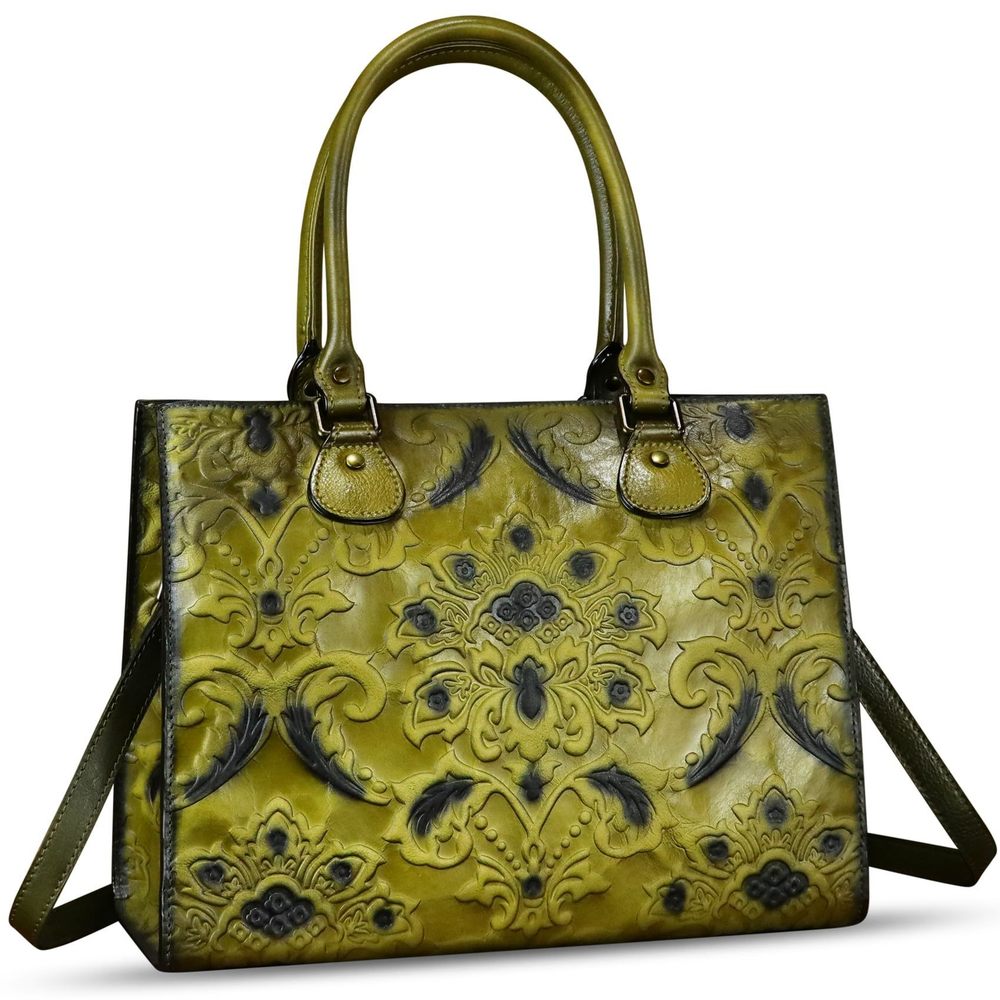 Genuine Leather Tote Bag Purse Embossed Top Handle Shoulder Handbag :>